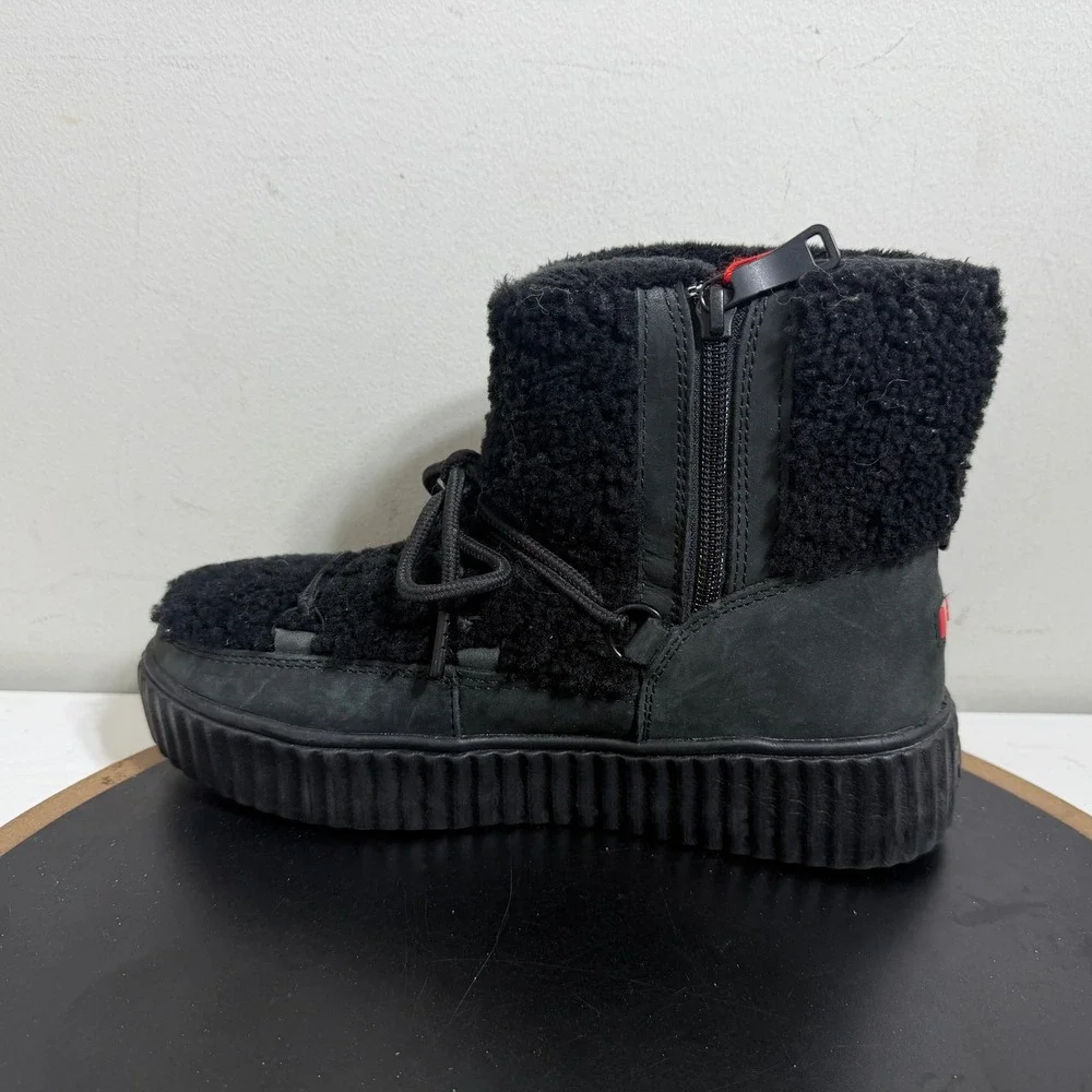 Pajar Canada Snow Boots Women 7‎ Ceria  Shearling Platform Black Waterproof NWT